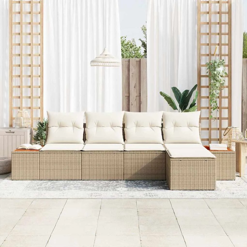 Kerti Kanapé Szett 5 pcs bézs és krémszínű 184 x 62 x 85 cm