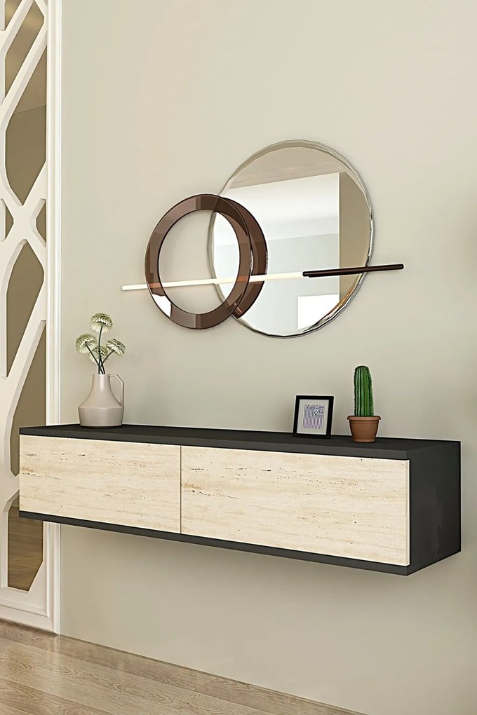 Aplos komód, antracit-travertin, 120 cm