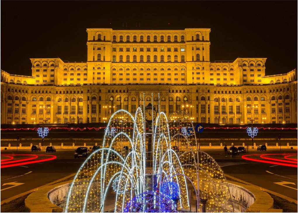 Kép - A Parlament palotája, Bukarest, Románia (üvegen) (70x50 cm)