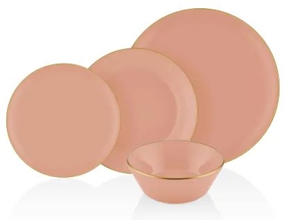 24 darabos étkészlet lazacszínű/arany/kerámia