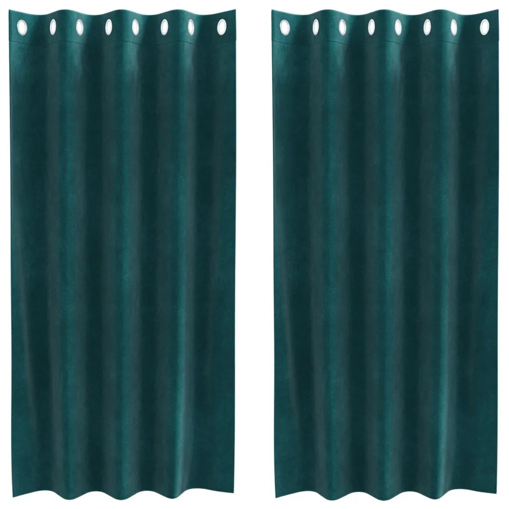 Függönyök függönyökkel 2 pcs Sötétzöld 140 x 175 cm Bársony