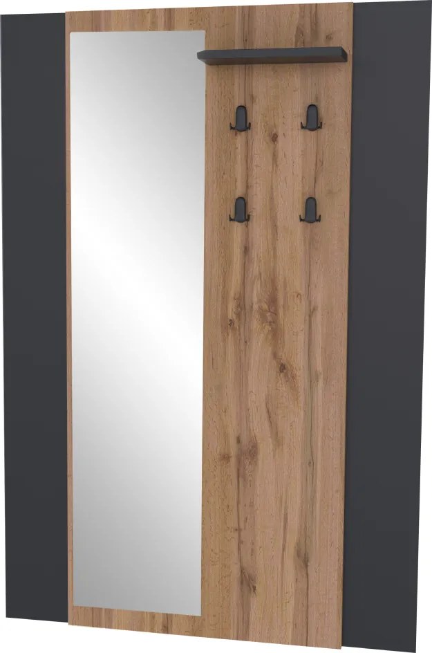 Fogas panel tükörrel, wotan tölgy/fekete, AMONI