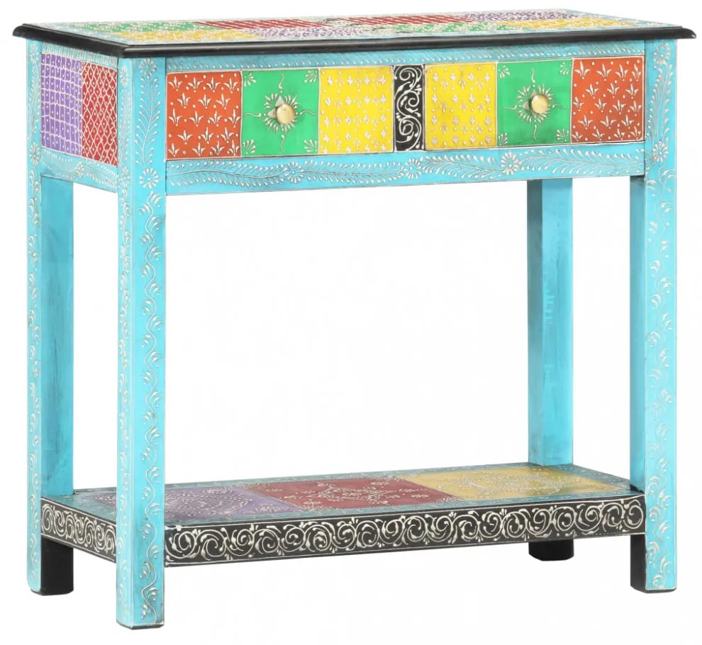 kézzel festett tömör mangófa tálalóasztal 80 x 35 x 75 cm