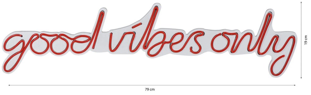 Műanyag LED-es fali dekoráció, Good Vibes Only - Red
