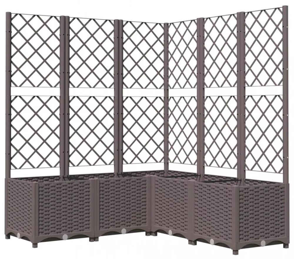 barna polipropilén rácsos kerti ültetőláda 120 x 120 x 136 cm