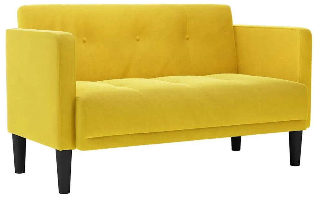 sárga bársony loveseat kanapé 111 cm