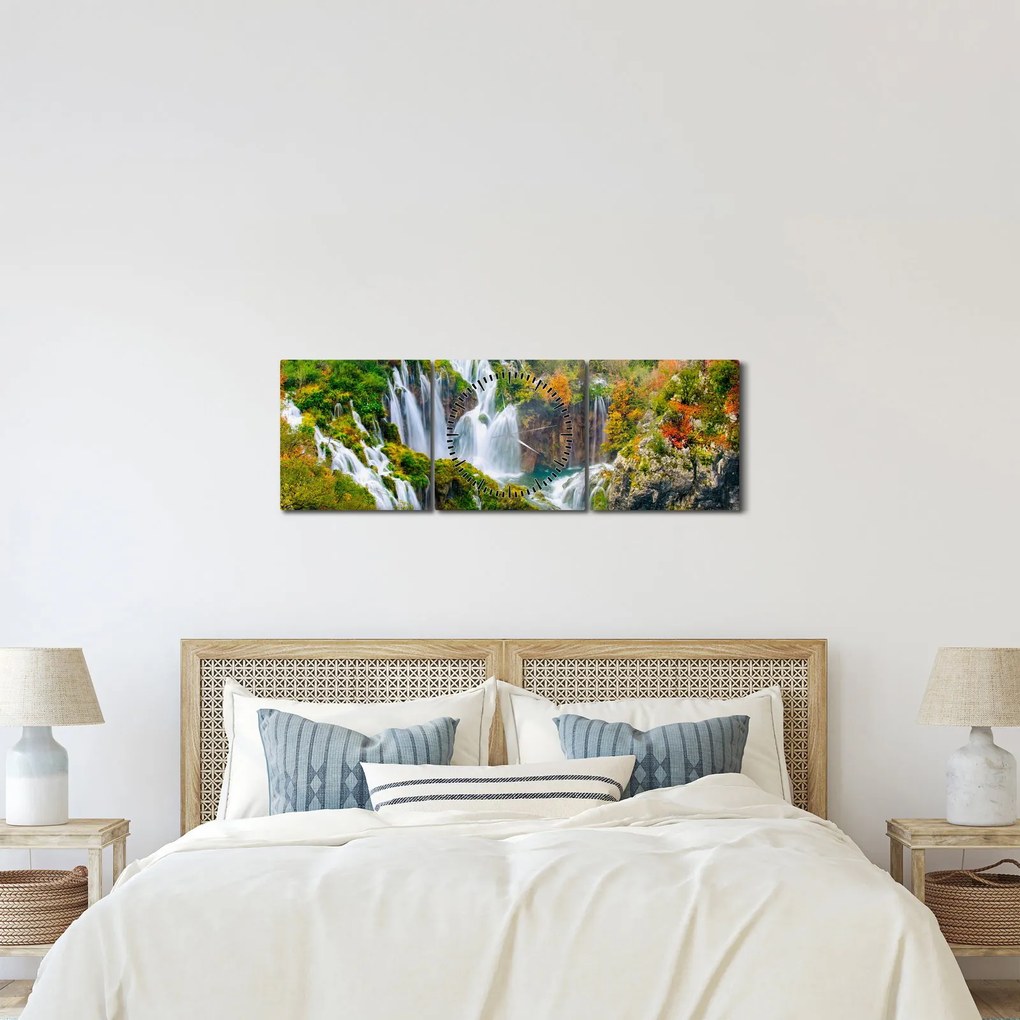 Kép - Plitvicei-tavak Nemzeti Park (órával) (90x30 cm)
