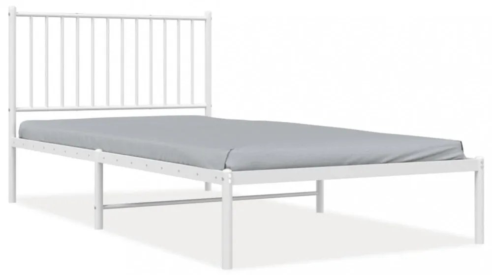fehér fém ágykeret fejtámlával 100x200 cm