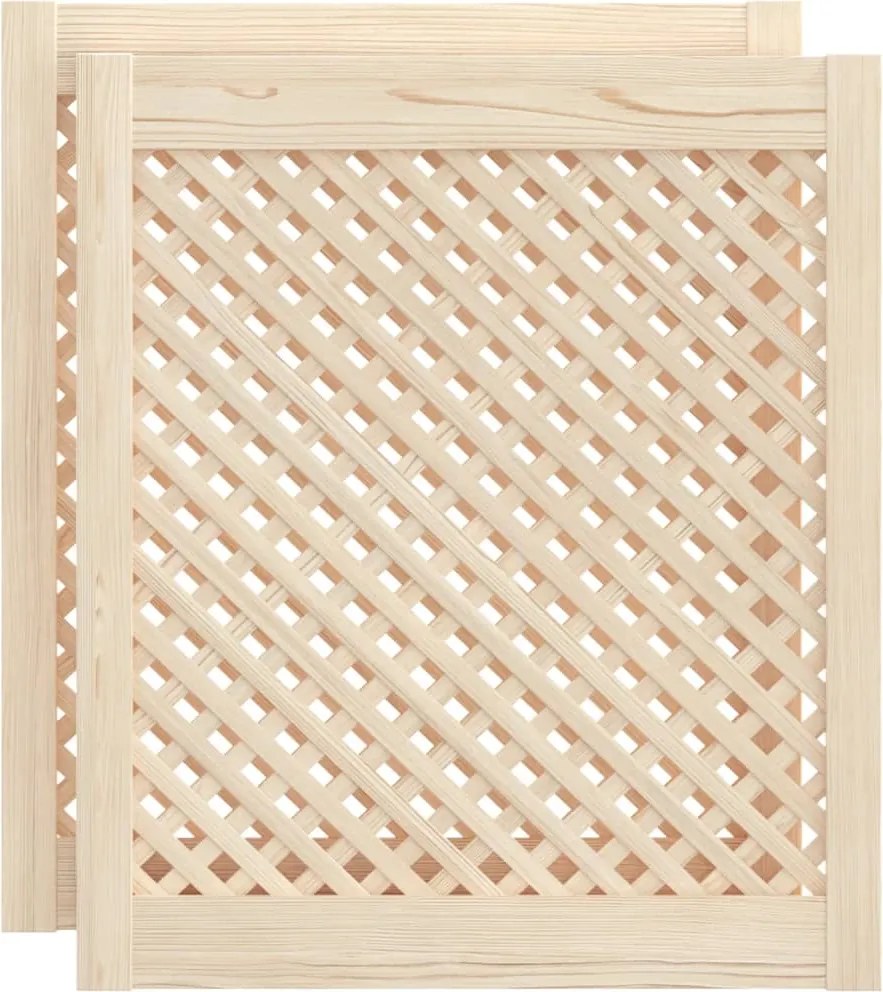 vidaXL 2 db tömör fenyőfa rácsos szekrényajtó 59,5x69 cm