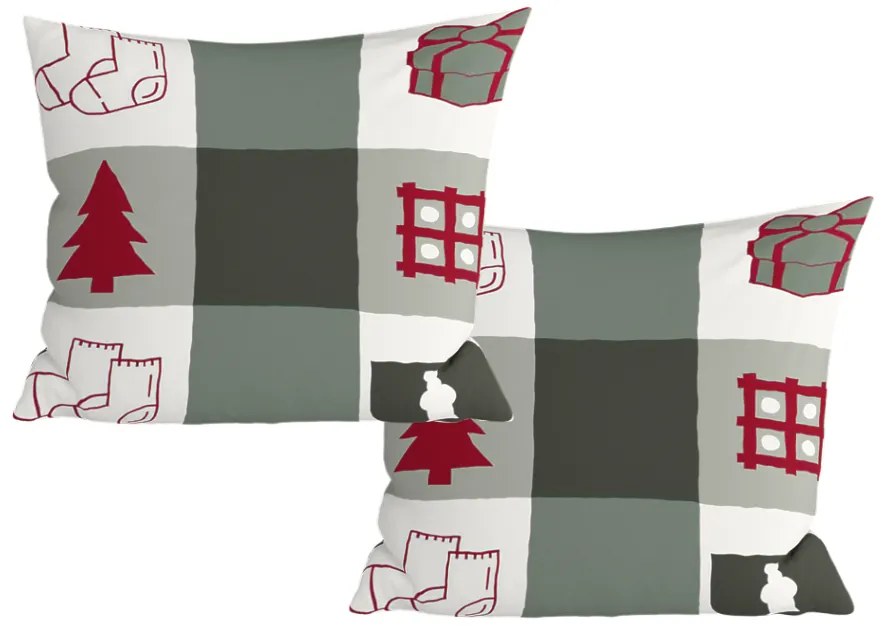 2 db díszpárnahuzat szett CHRISTMAS SOCKS 45x45 cm, zöld