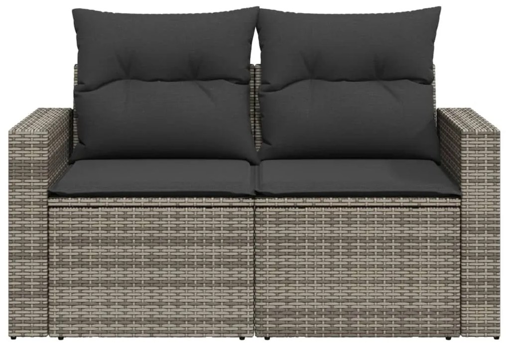 2 személyes szürke polyrattan kerti kanapé párnával