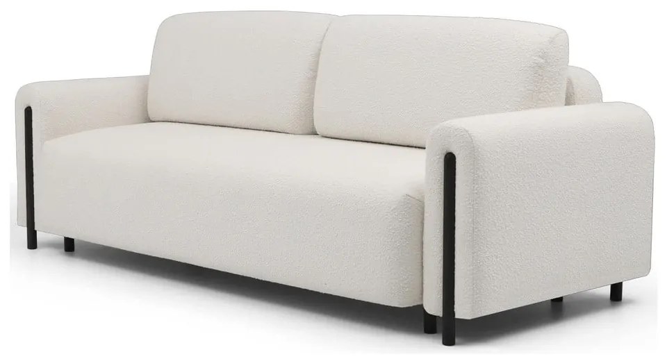 Elefántcsont színű buklé kinyitható-tárolóhelyes kanapé 244 cm Arcadova – ELTAP