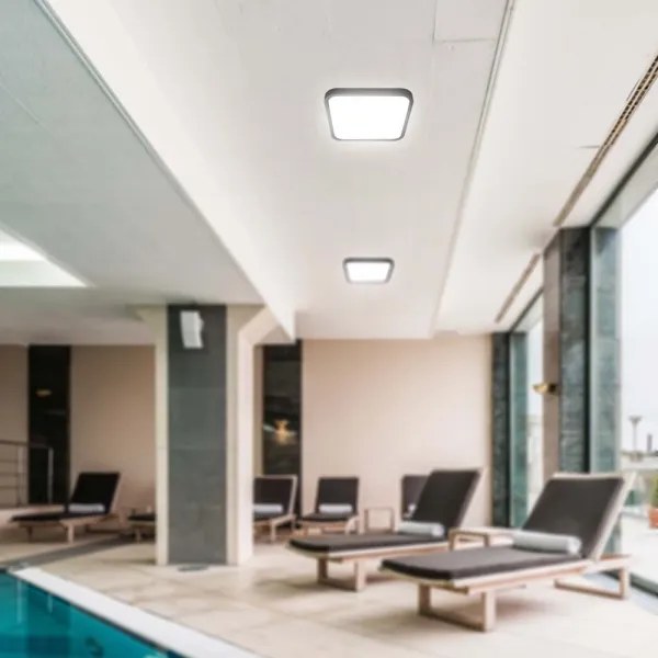 LED fürdőszobai mennyezeti lámpa LED/24W/230V IP44 4000K 29x29 cm fekete