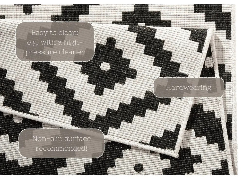 Malta fekete-krémszínű kültéri szőnyeg, 160 x 230 cm - NORTHRUGS