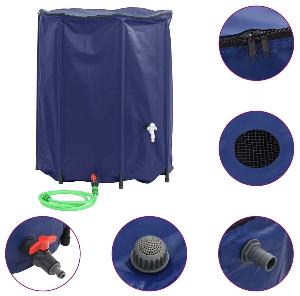 összecsukható PVC víztartály csappal 1250 L