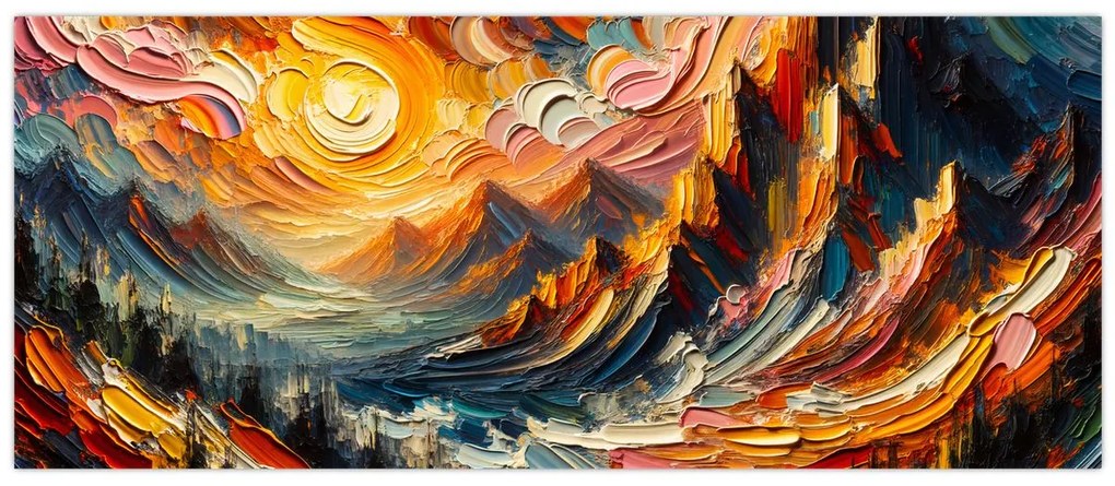 Kép - Hegyek, melyeket napfény ölel (120x50 cm)