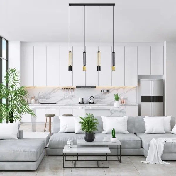 LED Csillár zsinóron BARS 4xGU10/4,8W/230V fekete/arany