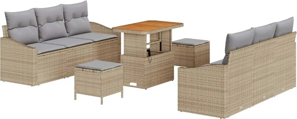 vidaXL Kerti Kanapé Szett párnával 9 pcs Beige és Világosszürke