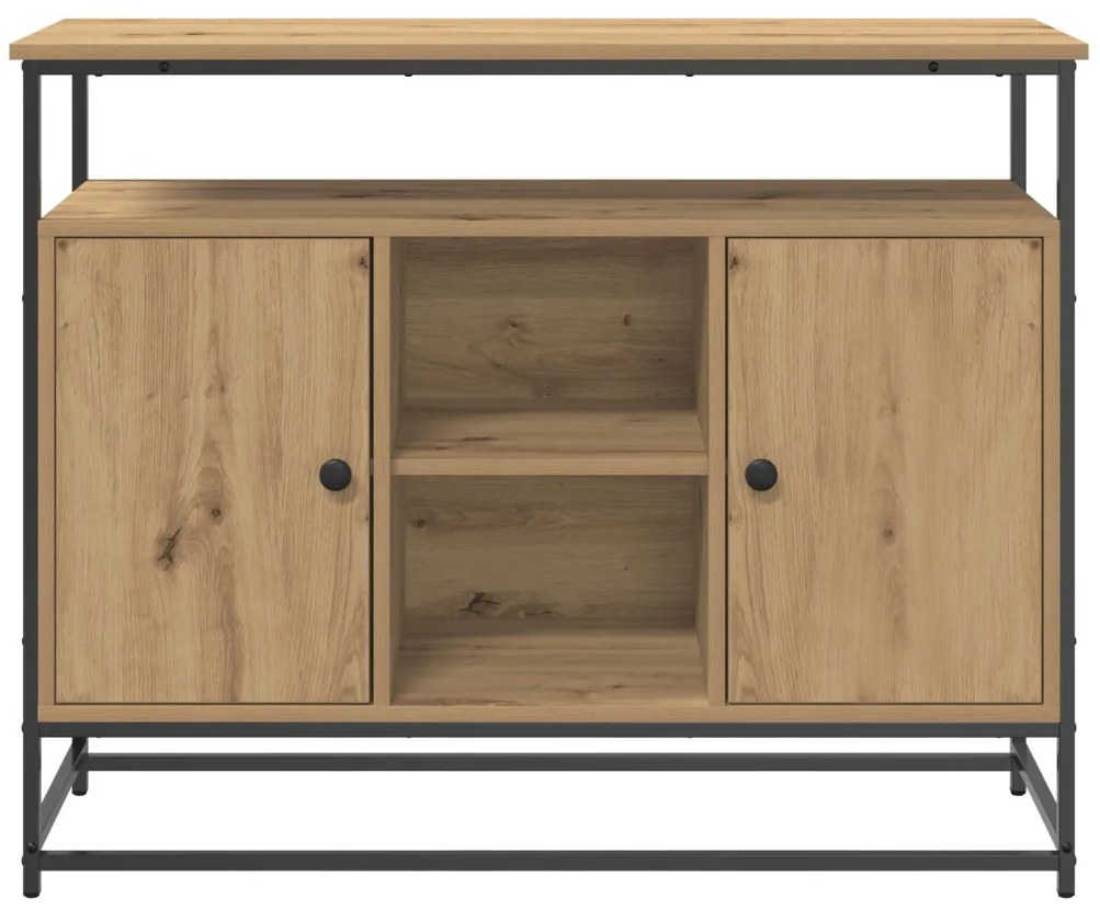 Oldalszekrény Artisan Tölgy 100x35x80 cm Mérnöki Fa és Acél