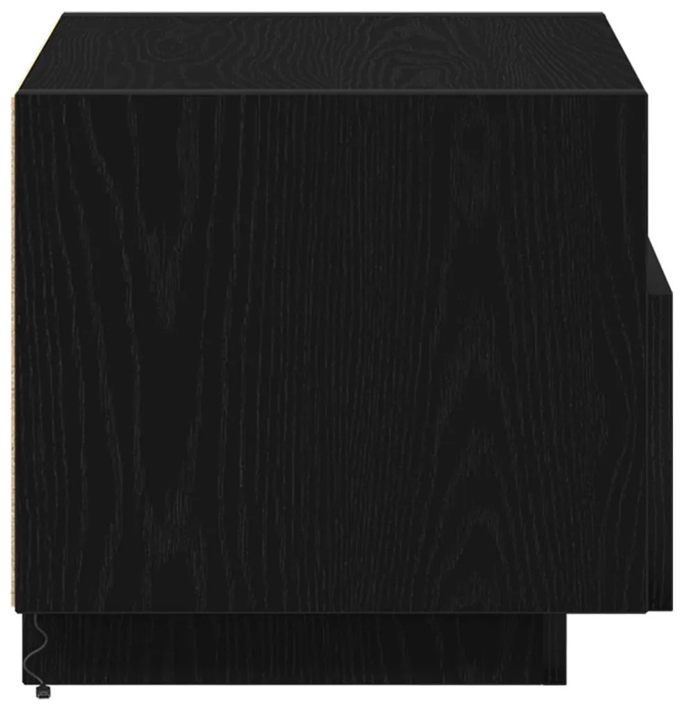Éjjeli szekrények LED világítással 2 db Fekete tölgy 40x39x37 cm