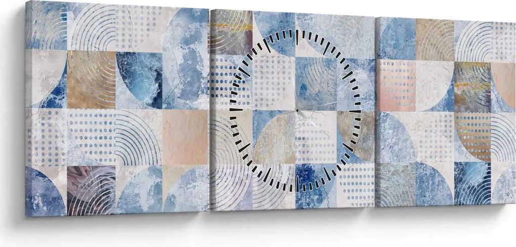Kép - Geometrikus formák a falon (órával) (90x30 cm)