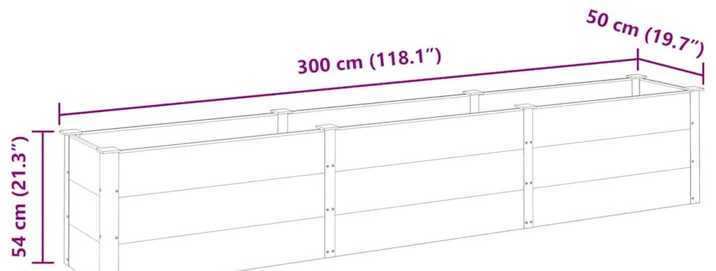 szürke WPC kerti magaságyás 300 x 50 x 54 cm