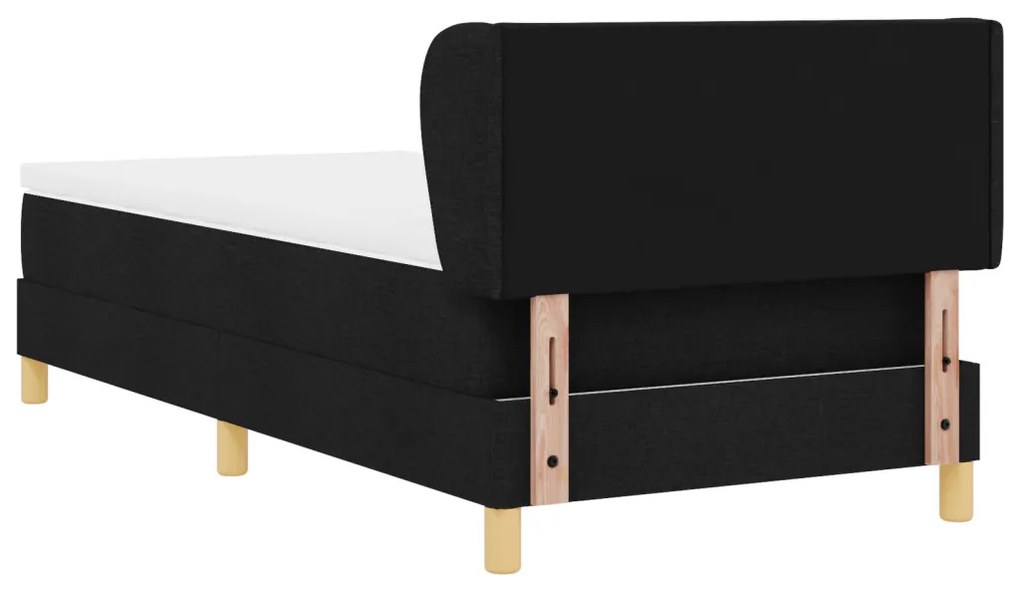 vidaXL Rugós Ágy Matraccal Krém 90x200 cm Szövet Fekete 90 x 200 cm