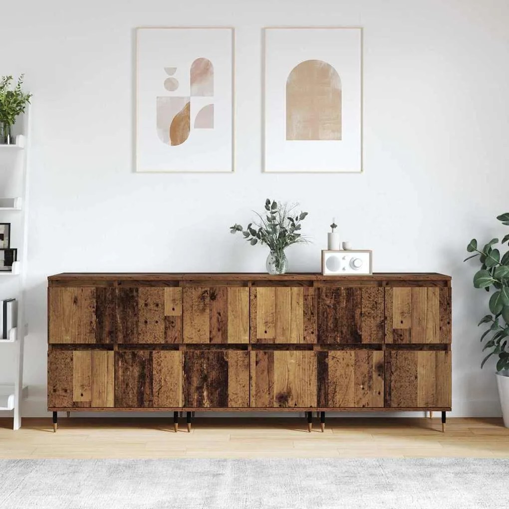 Oldalszekrények 3 pcs Régi fa 180 x 35 x 70 cm Faanyag