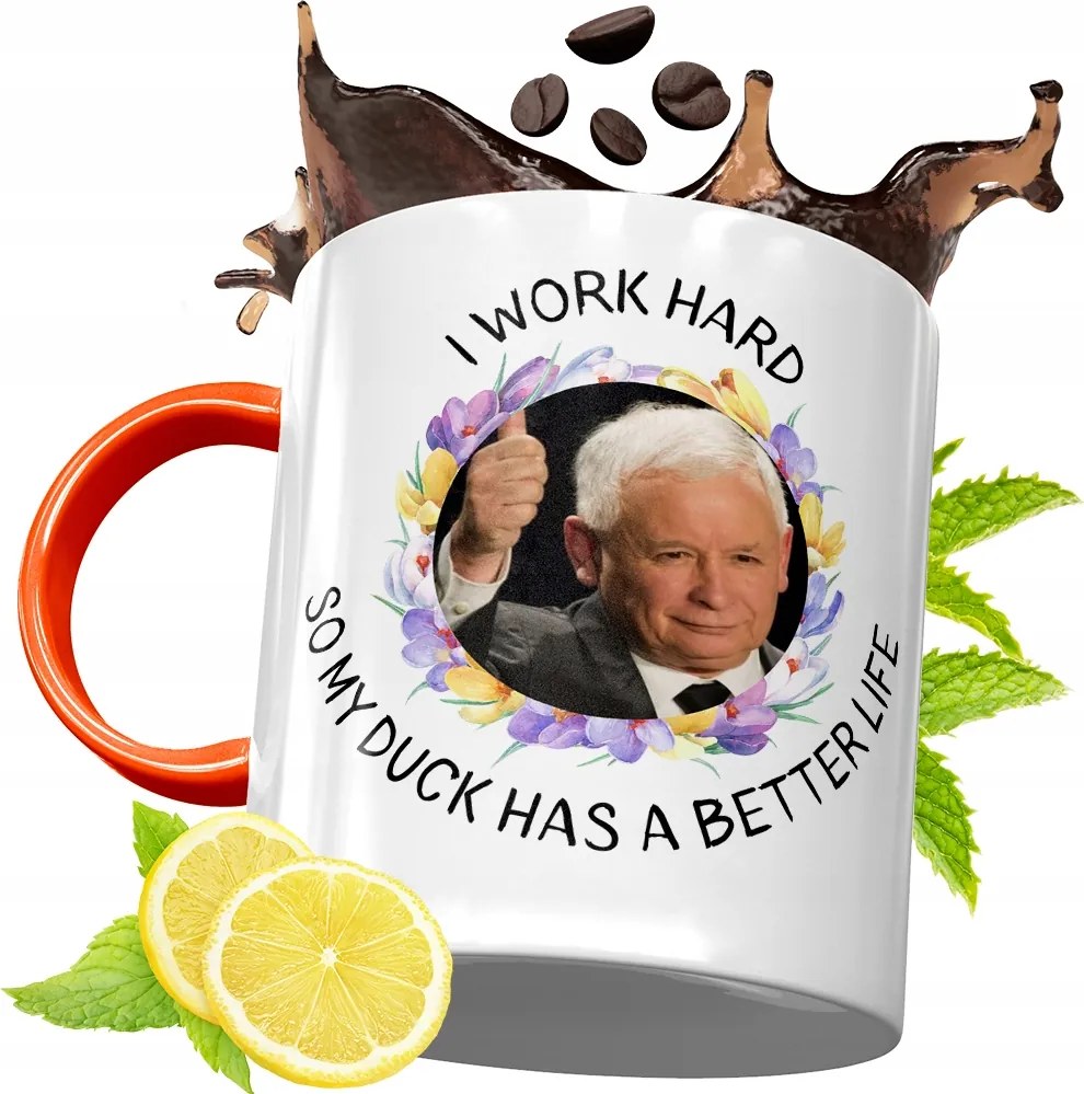 Narancssárga Bögre A Pis Elnökétől Jaroslaw Kaczynski fényképes nyomtatással