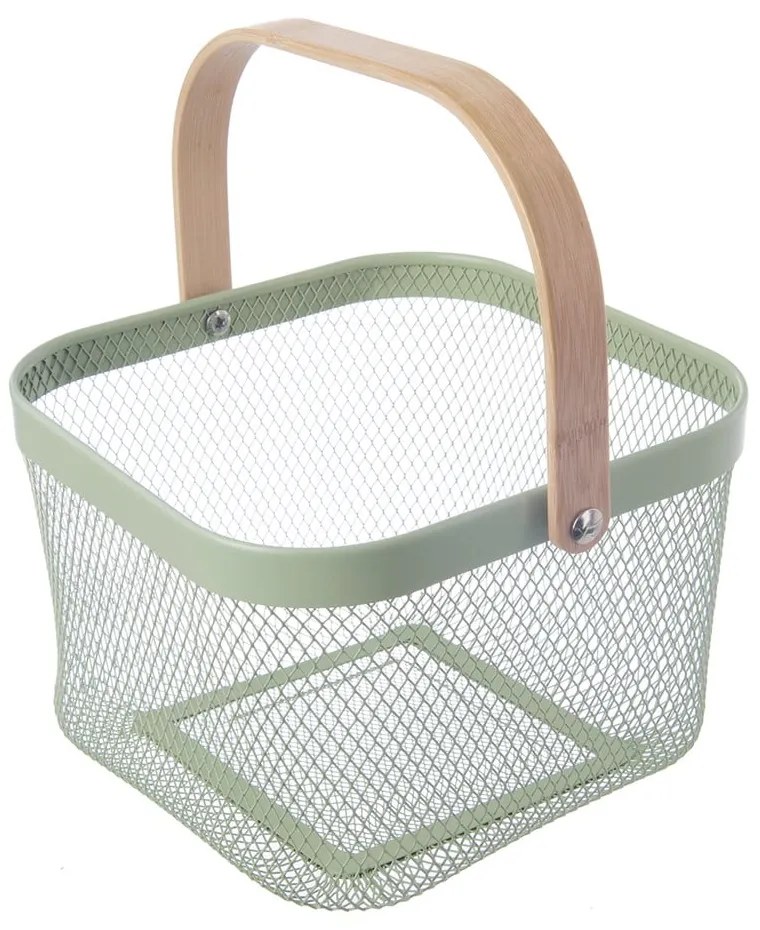 Fémhuzalos fém tárolókosár 24,5x24,5x30 cm Greenish – Orion