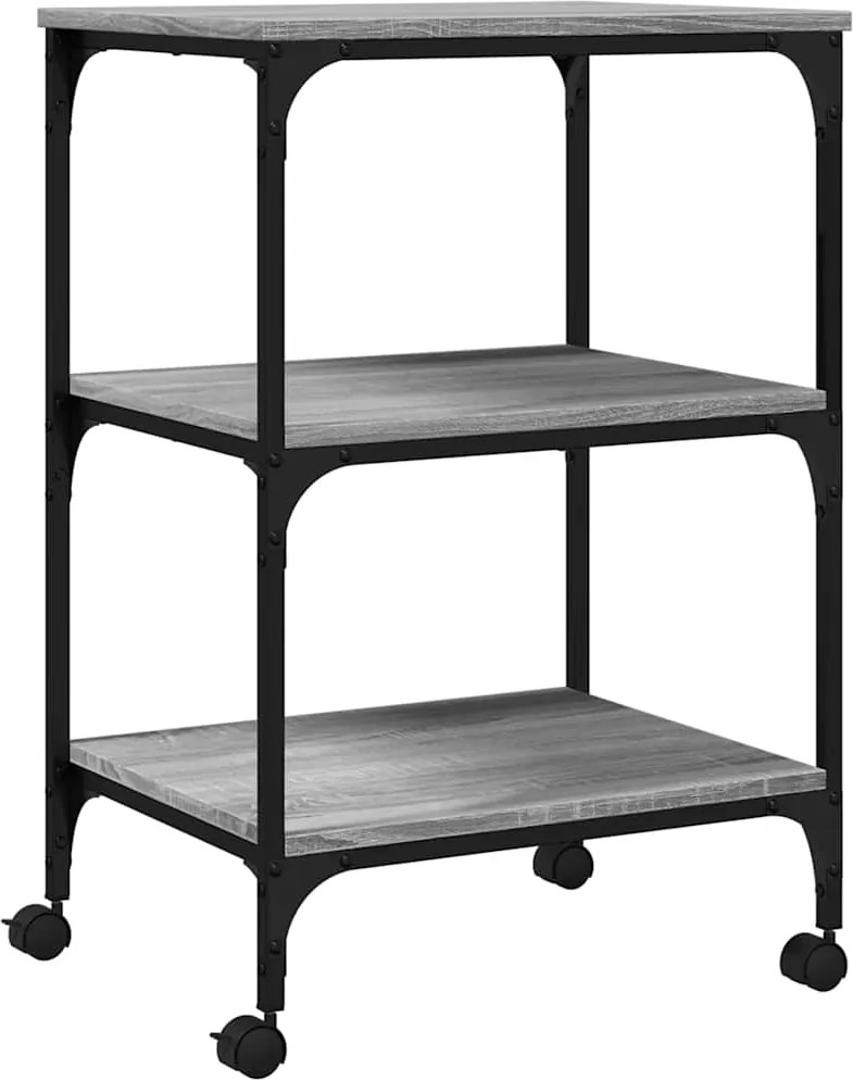 vidaXL 3 szintes szürke sonoma színű nyomtatóállvány 50 x 41 x 75 cm