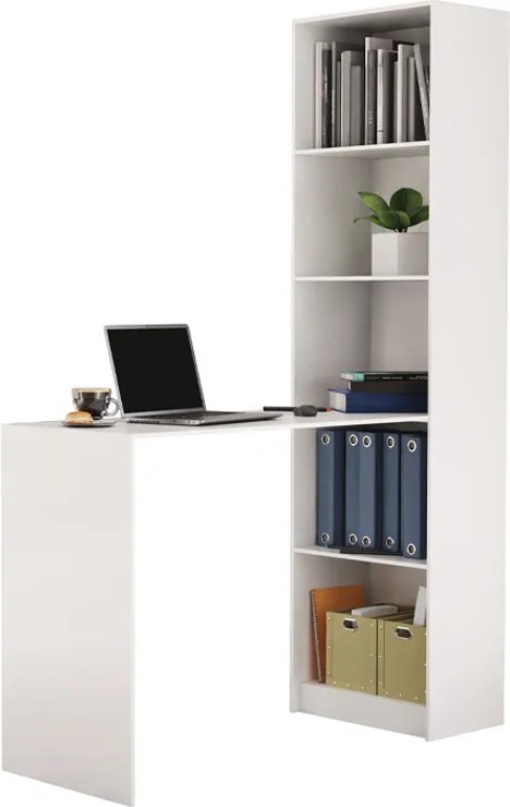 R50 könyvespolc és íróasztal kombinációja, fehér