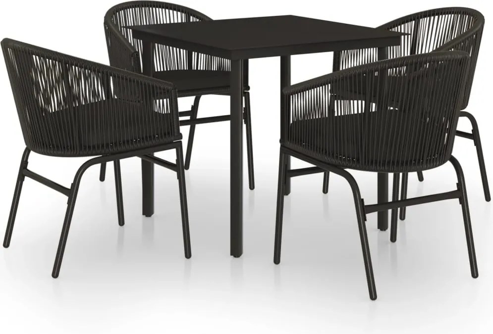 vidaXL 5 részes fekete kerti étkezőgarnitúra