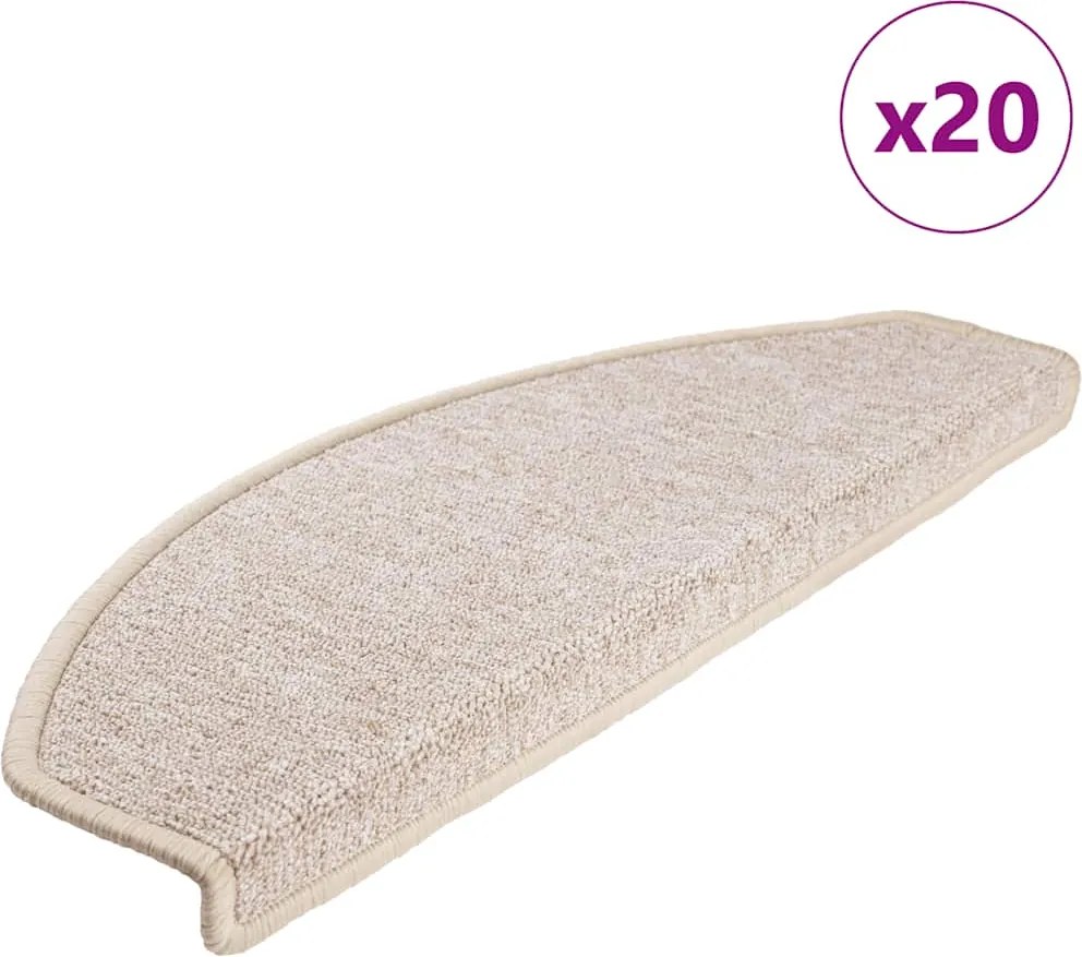 vidaXL 20 db lépcsőszőnyeg 65 x 24 x 4 cm bézs félkör alakú, nagy