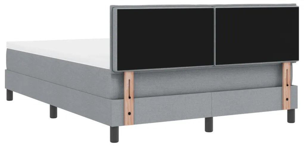 Box Spring Ágy Mattal és LED Fénnyel Szürke 140x190 cm Szövet