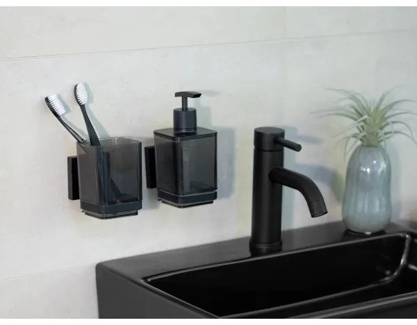 WENKO 71444800 - VACUUM-LOC QUADRO ED szappanadagoló, 7,5 x 16 cm, fekete