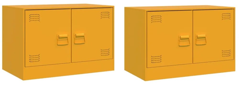 2 db mustársárga acél TV-szekrény 67 x 39 x 44 cm
