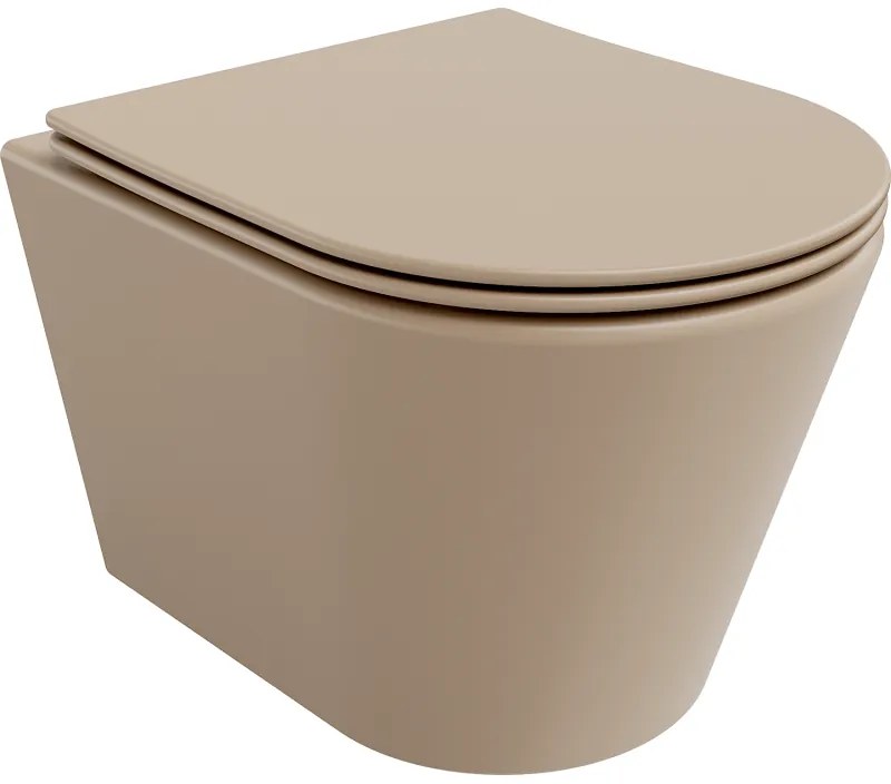 Mexen Rico perem nélküli wc csésze leeresztő automatikás ülőkével, duroplast, cappuccino matt - 30724064