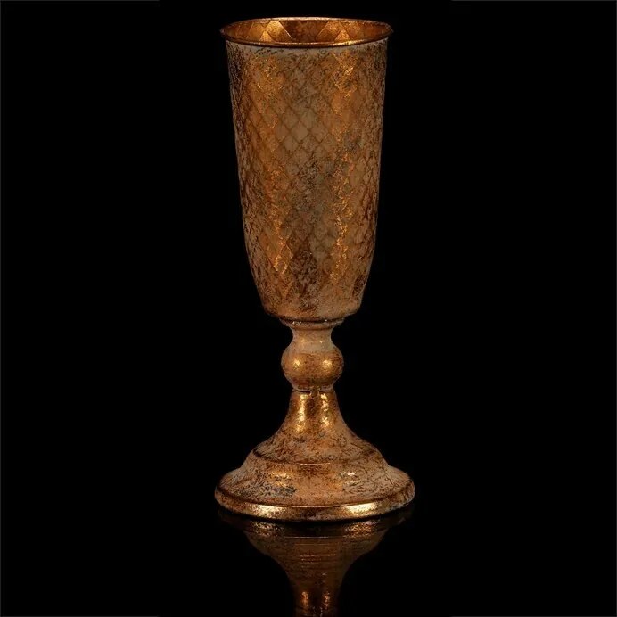 Fém kehely keskeny, arany, 10 x 10 x 30 cm