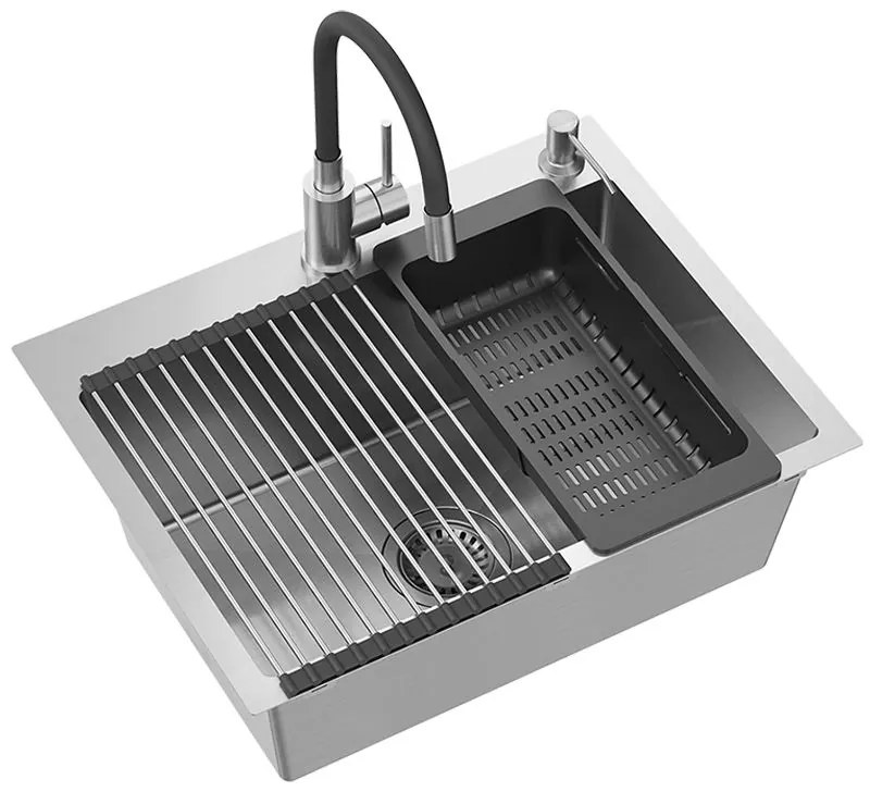 Acél mosogatótálca LUKE 110 WORKSTATION BRUSH NICKEL