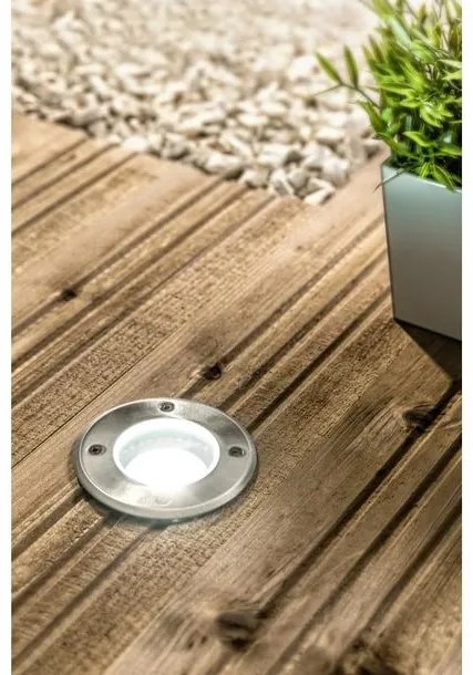 Lámpa Kerti lámpatest ALFA-O, kör, GU10 (max. 50W), IP67,  AC220-240V, 50/60Hz, (13x11cm), inox