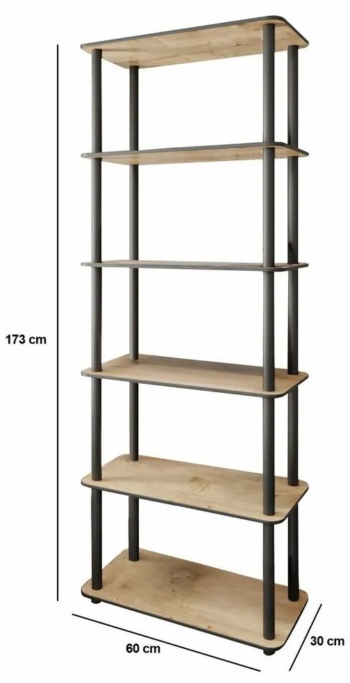 Rect Oak polc, 6 polc