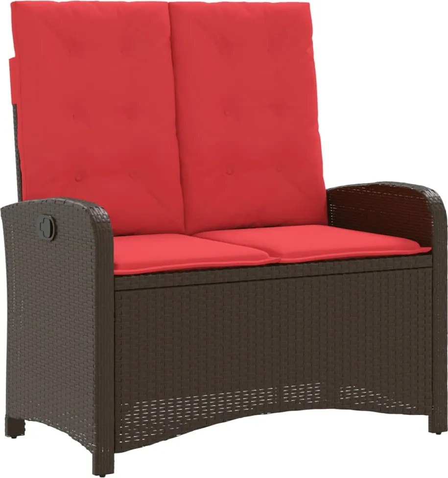 vidaXL barna polyrattan dönthető kerti pad párnával