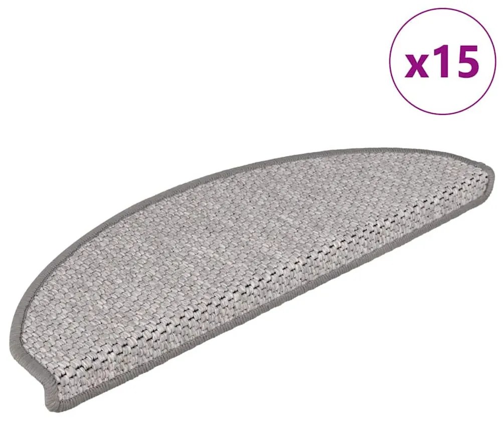 15 db szizál hatású platina öntapadó lépcsőszőnyeg 65x21x4 cm