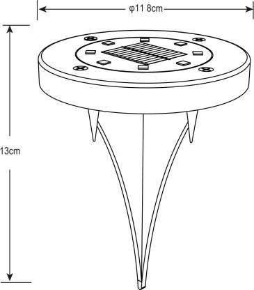 Globo 33414 Solar lámpa rozsdamentes acél, fekete műanyag, átlátszó, csúszókapcsoló, beépített elem AA 300mAh 1.2V, IP44, ø: 118mm, M: 130mm, 2 db-os kiszerelés, 8x LED 0.1W 3V, fehér fényű