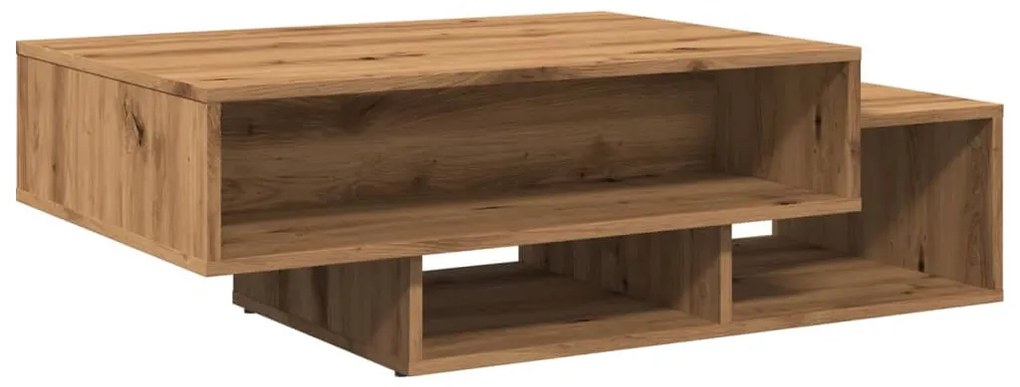 kézműves tölgy színű szerelt fa dohányzóasztal 105 x 55 x 32 cm