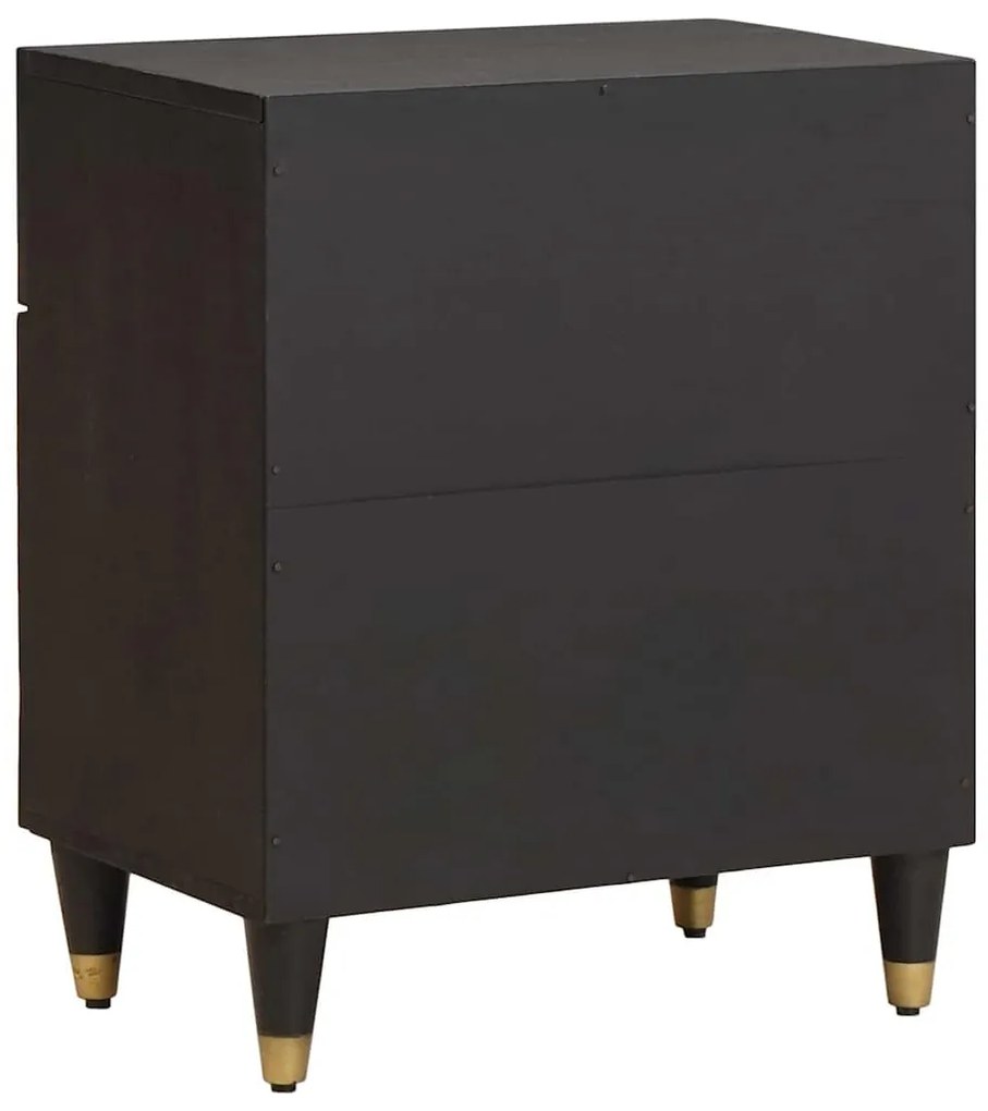 vidaXL Éjjeli szekrény ajtóval Fekete 50 x 33 x 60 cm Tömör Mangófát