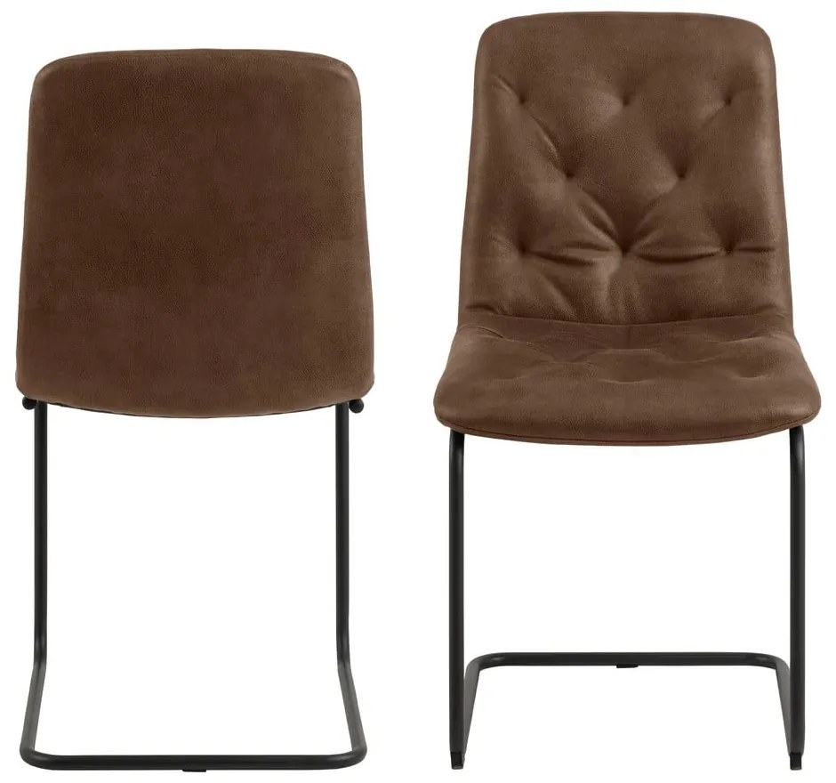 Barna bőrutánzat étkezőszék szett 2 db-os Kira – Actona