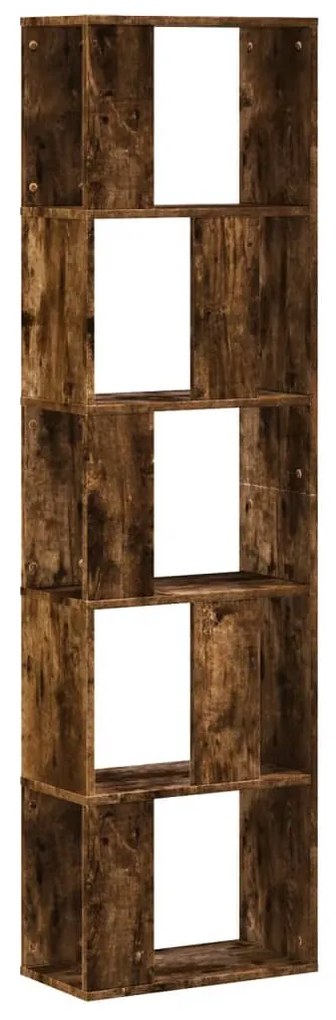 5 szintes füstös tölgy szerelt fa könyvespolc 45x23,5x162,5 cm