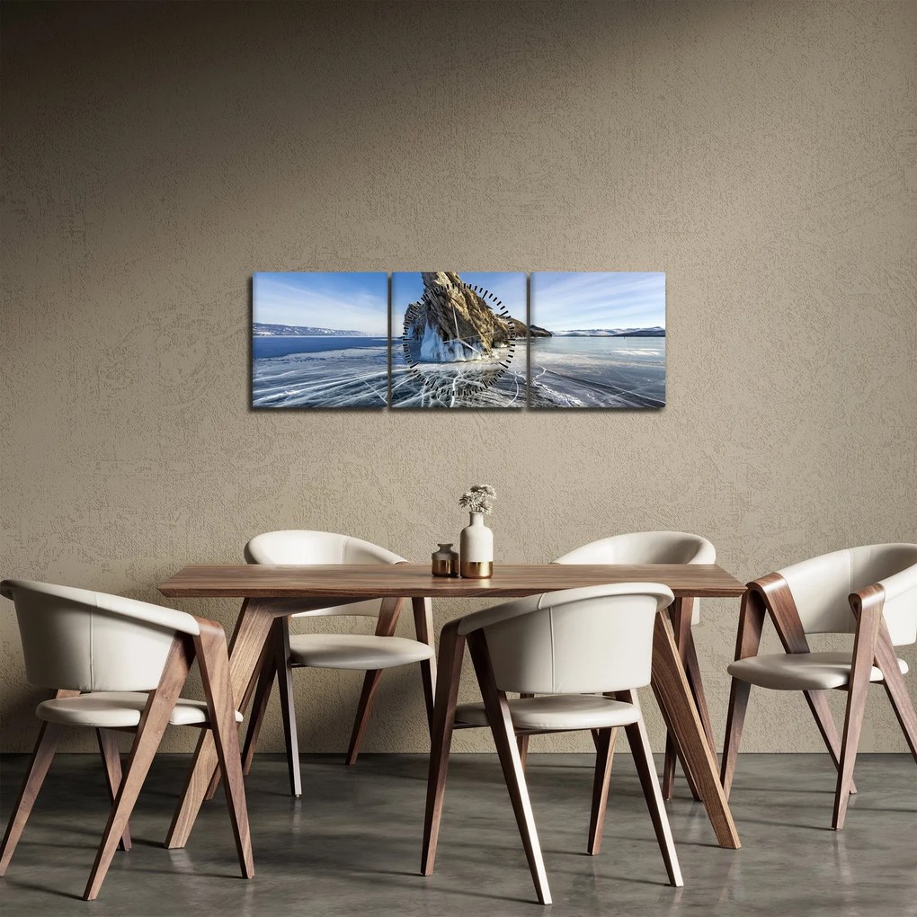 Jeges sziklák képe (órával) (90x30 cm)